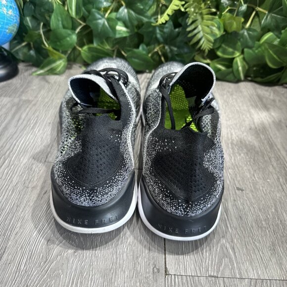 Nike Free RN Flyknit 2018 Men's Size 14 Running Shoes Black White Oreo - Picture 5 of 10